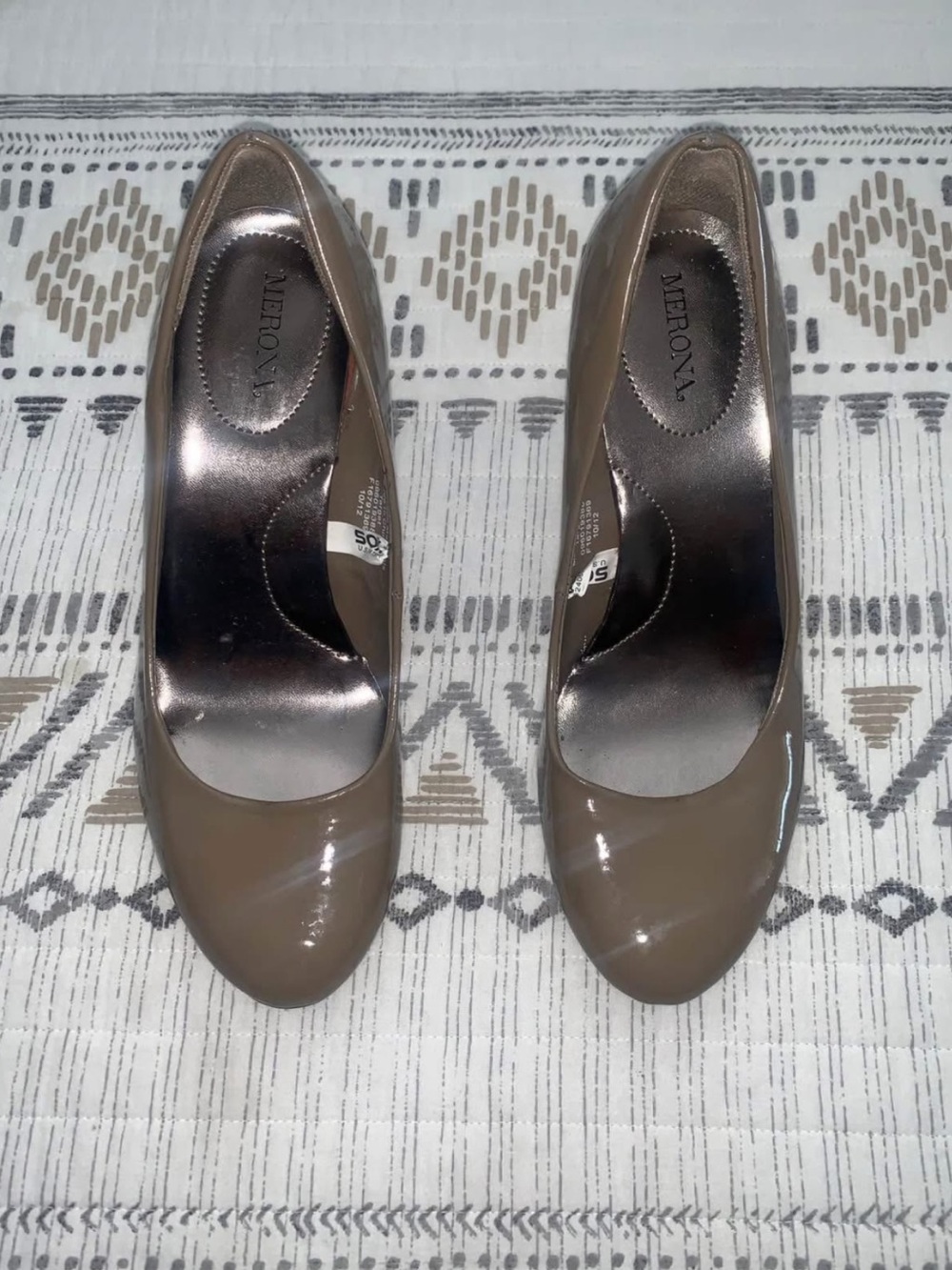 Merona Patent Taupe Round-Toe Heels